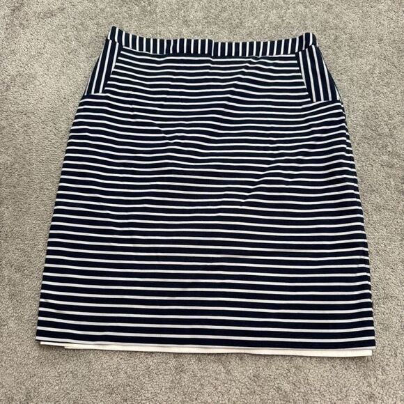 Margaret M Dresses & Skirts - Margaret M Knee Length Pencil Skirt Womens Large Navy White Striped Work Casual